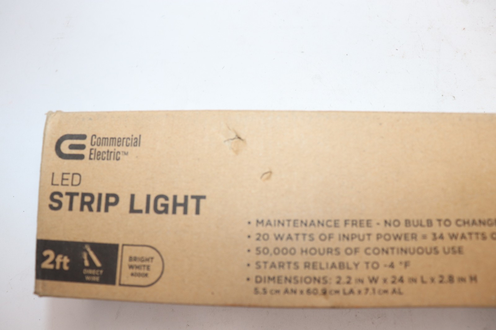 Commercial Electric Integrated LED White Strip Light Fixture 34W Bright White 2′