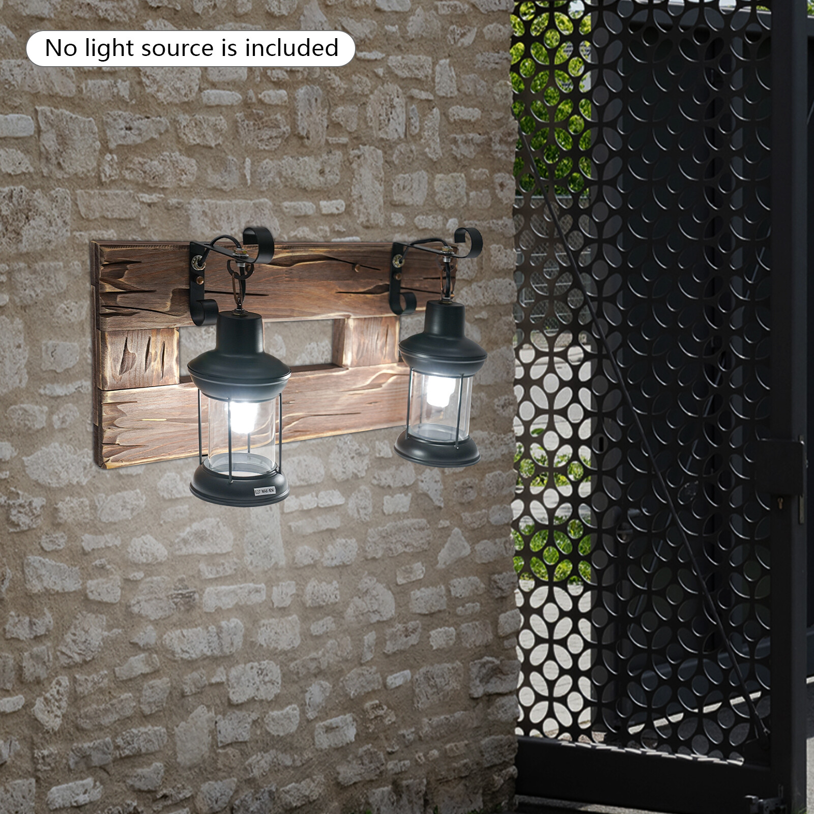 Metal Glass Wall Lamp Rustic Lighting Fixture LED Glass Light Sconce Bathroom