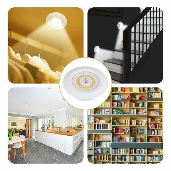 3PCS LED Puck Light Wireless Under Cabinet Lighting Kit Kitchen Counter Light US