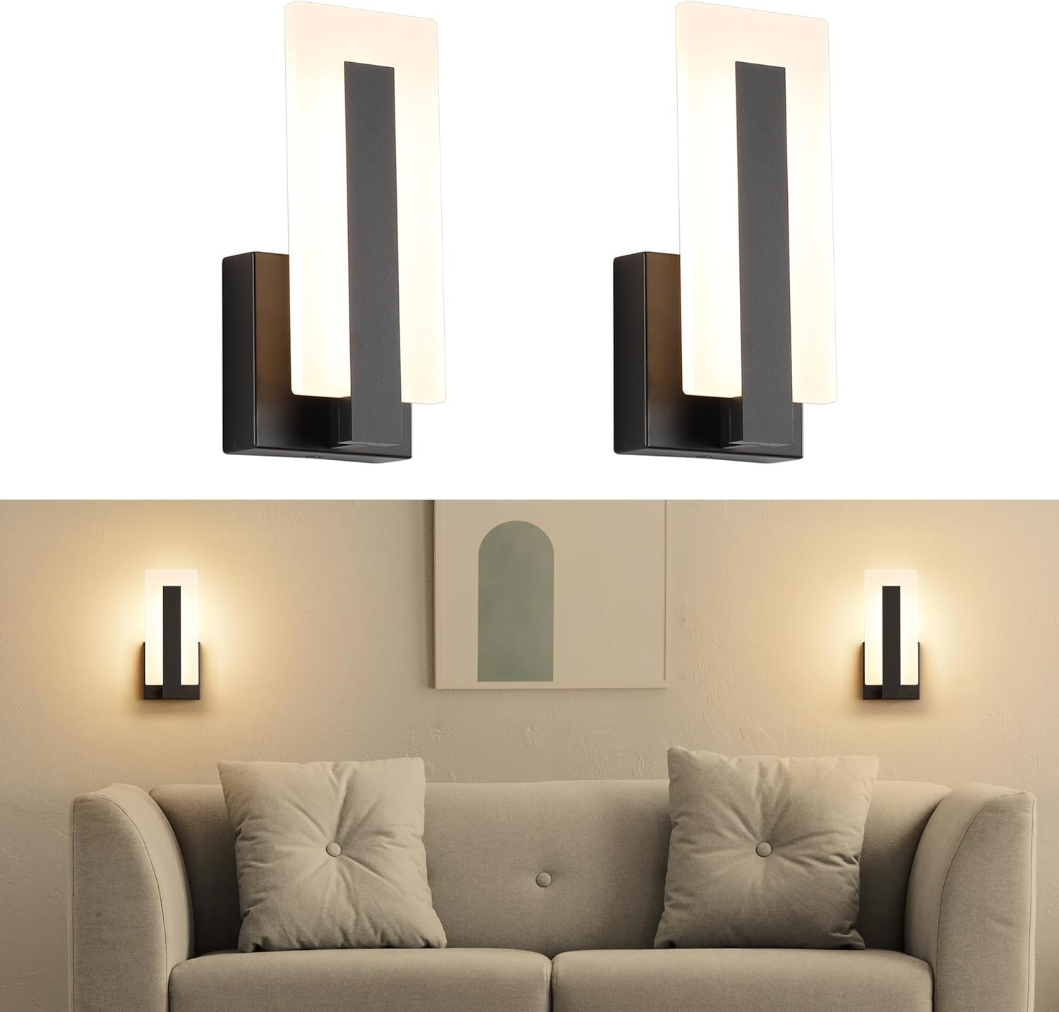 Joosenhouse Modern LED Wall Hard-Wired 9.76 inch – 2Pack, Black -Non Dimmable