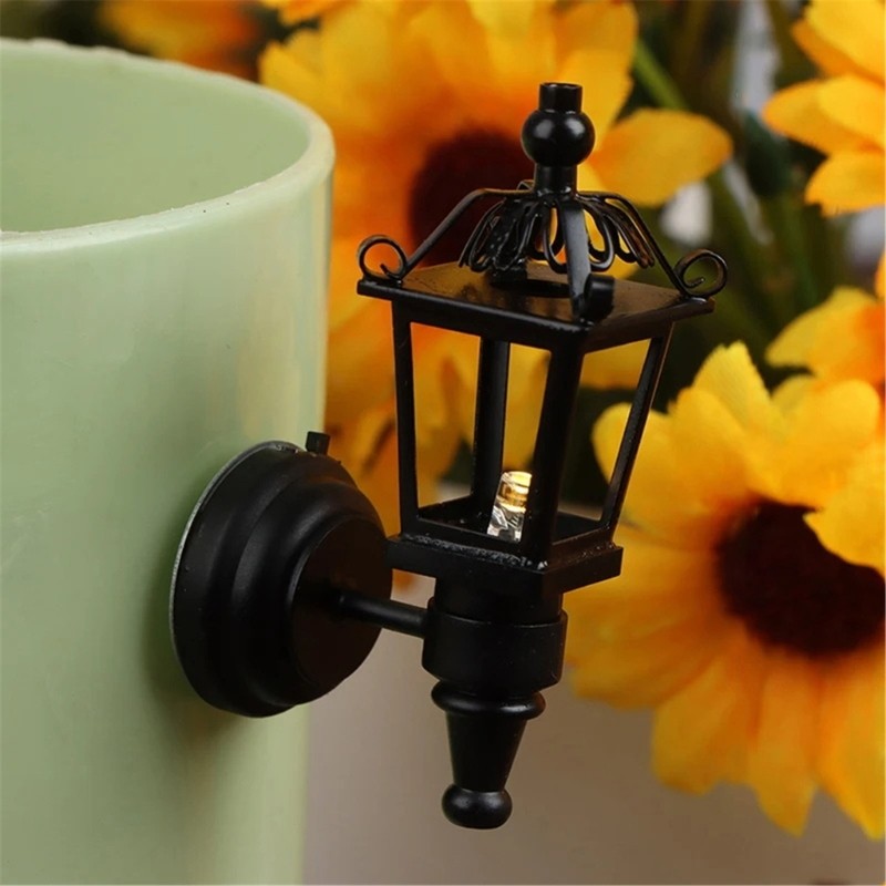 Miniature LED Wall Sconce 1/12 Scale Dollhouses Interior and Exterior Decoration