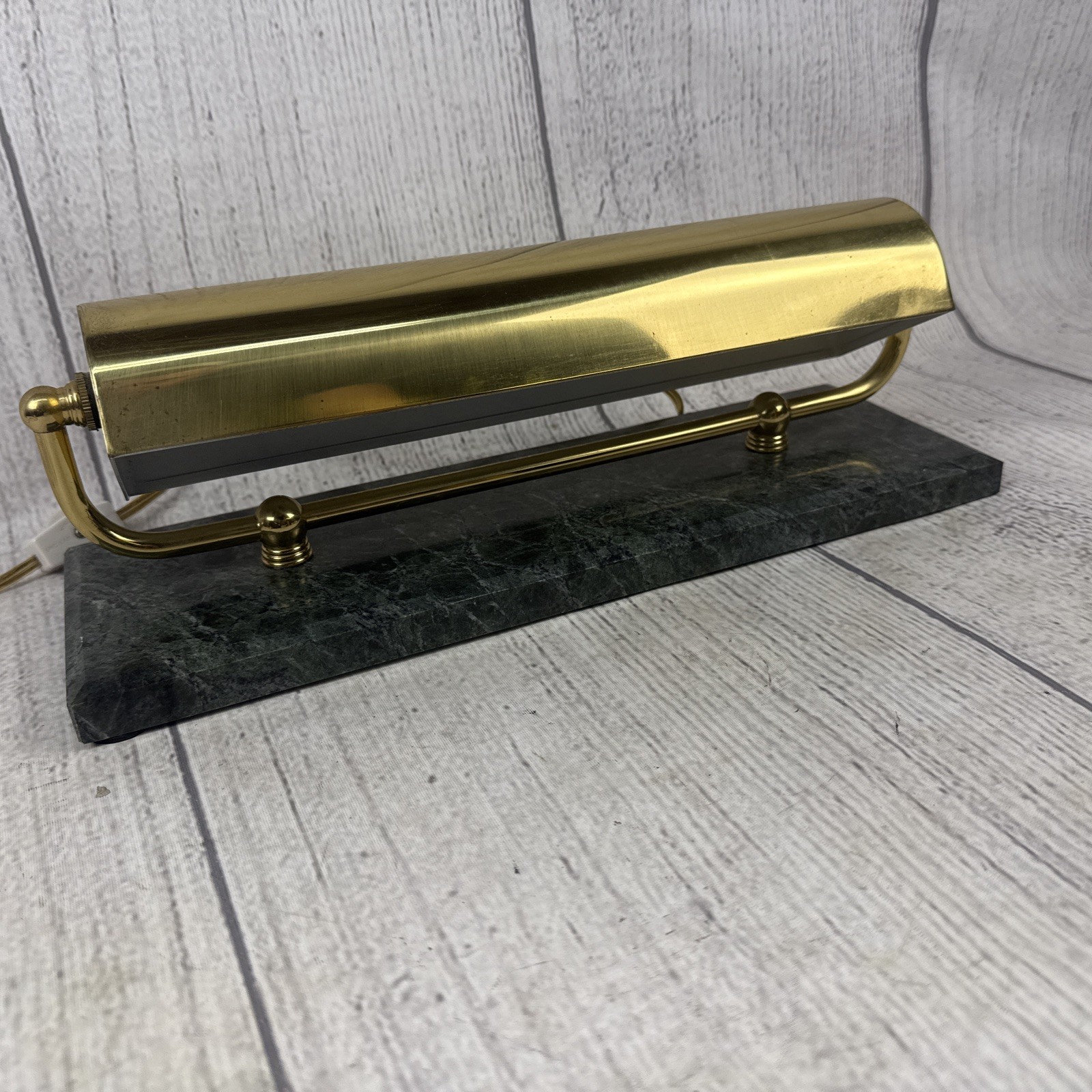 Vtg Underwriters Lab Brass Rotating Mantle/picture Light Marble Base – Tested
