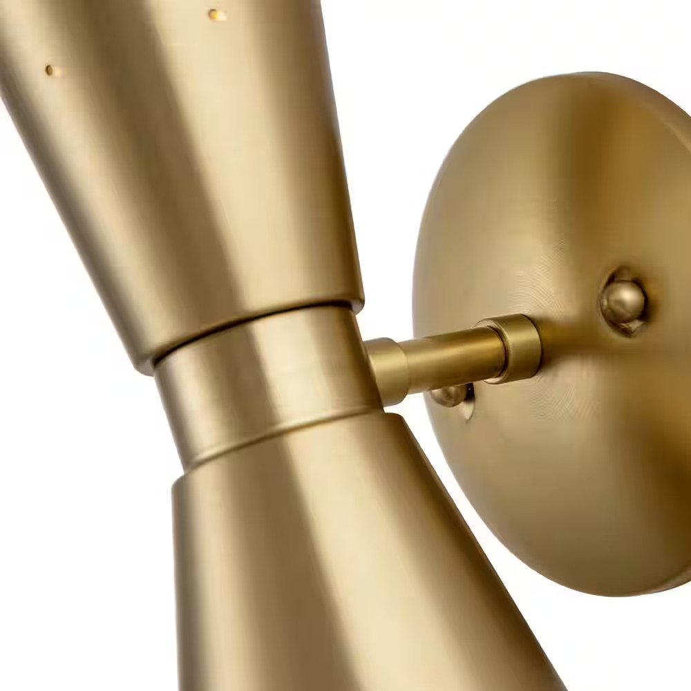 NIMBUS 2-Light 5.51 In. W Brass Cone Wall Sconce up and down Lighting with Barn