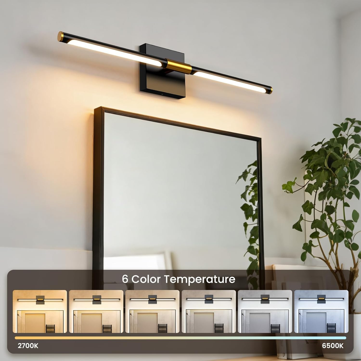Dimmable 24″ Modern Bathroom Vanity Light with Remote & Color Temp Control