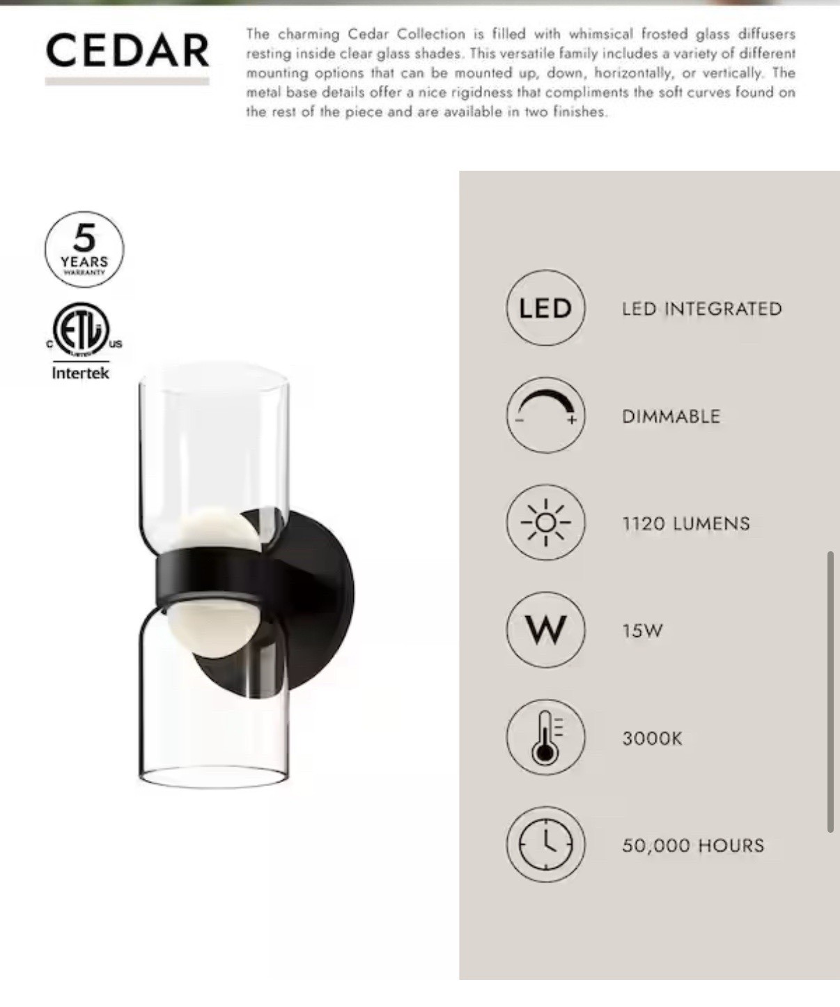 Kuzco Cedar 11″ LED Wall Sconce, Gold/Clear/Clear/White Diffuser – WS52511-BG-CL