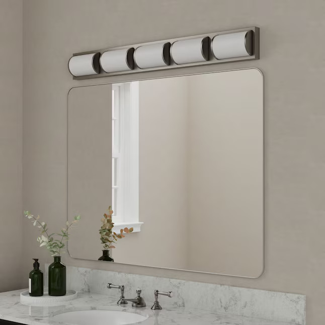 allen + roth Kinsley 37-Inch 5-Light Brushed Nickel Integrated LED Bathroom
