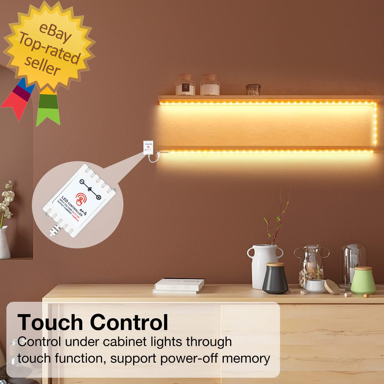 under Cabinet Lights, 6 PCS under Cabinet Lighting with Remote, Dimmable LED Str