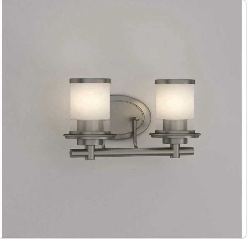 Hampton Bay HB2578-35 Truitt 2-Light Nickel Vanity with Frosted Glass Shades