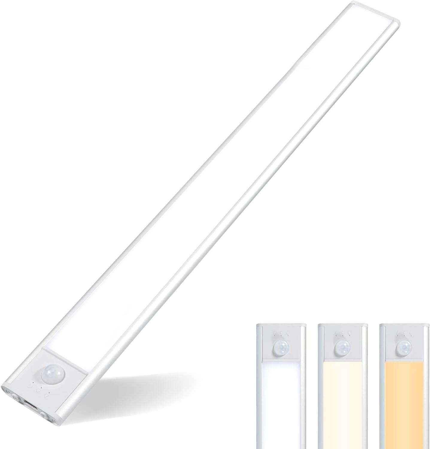 12″ USB Rechargeable Under Cabinet Light, Motion Activated, 3 Color Modes
