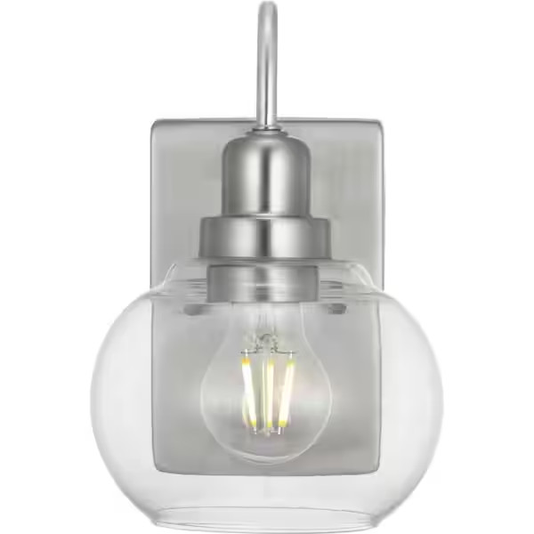 Brushed Nickel Clear glass shade 4.5 in 1 Light Wall Sconce Lamp