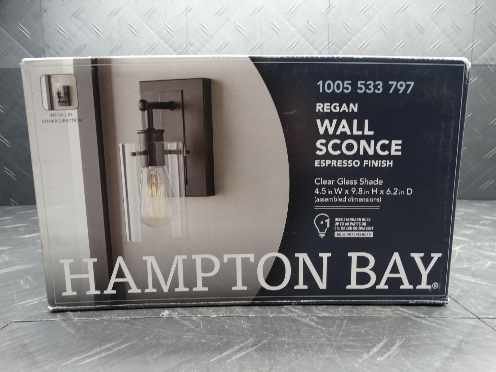 Hampton Bay 4.5 in. 1-Light Espresso Bathroom Vanity Light w/ Clear Glass Shade