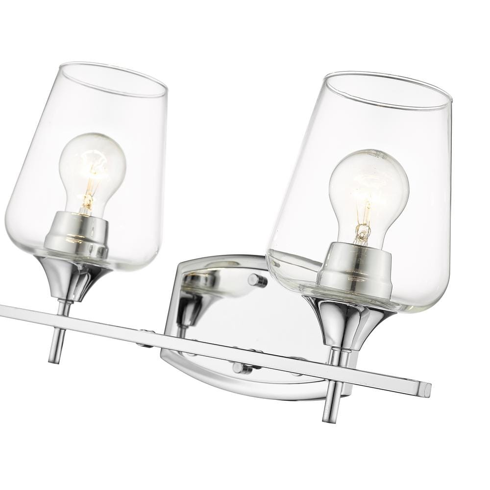Unbranded Joliet 15 in. 2-Light Chrome Vanity Light with Clear Glass