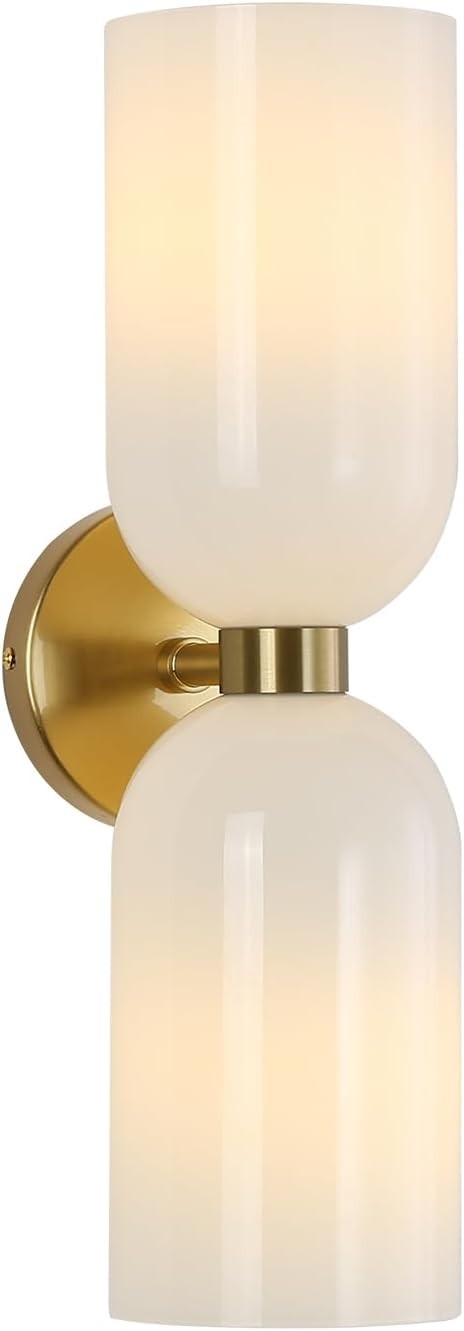 Gold & Milky White Glass Modern Mid Century Wall Sconce Light Fixture (1pc)