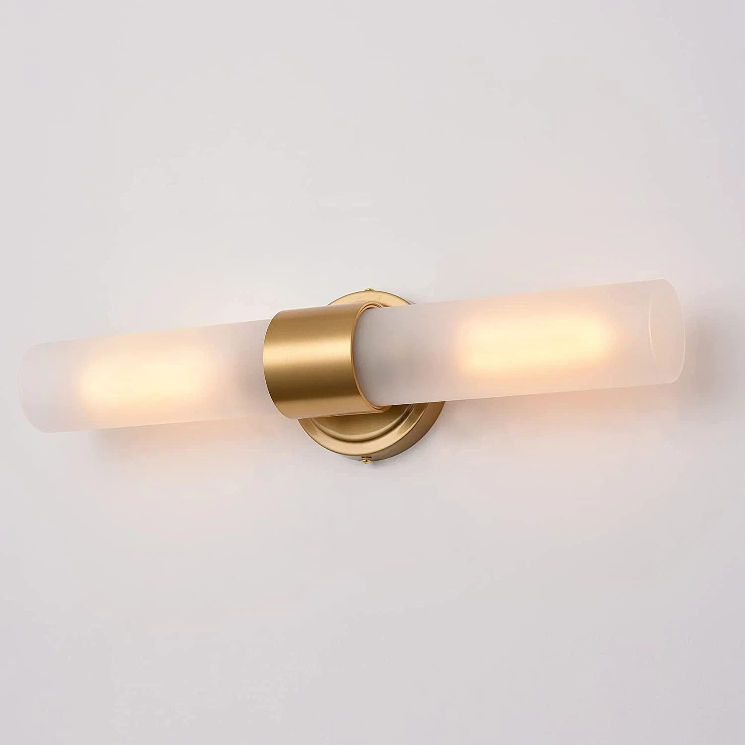 Modern Gold Bathroom Light Fixtures Long Double Gold Wall Sconce Frosted Glass