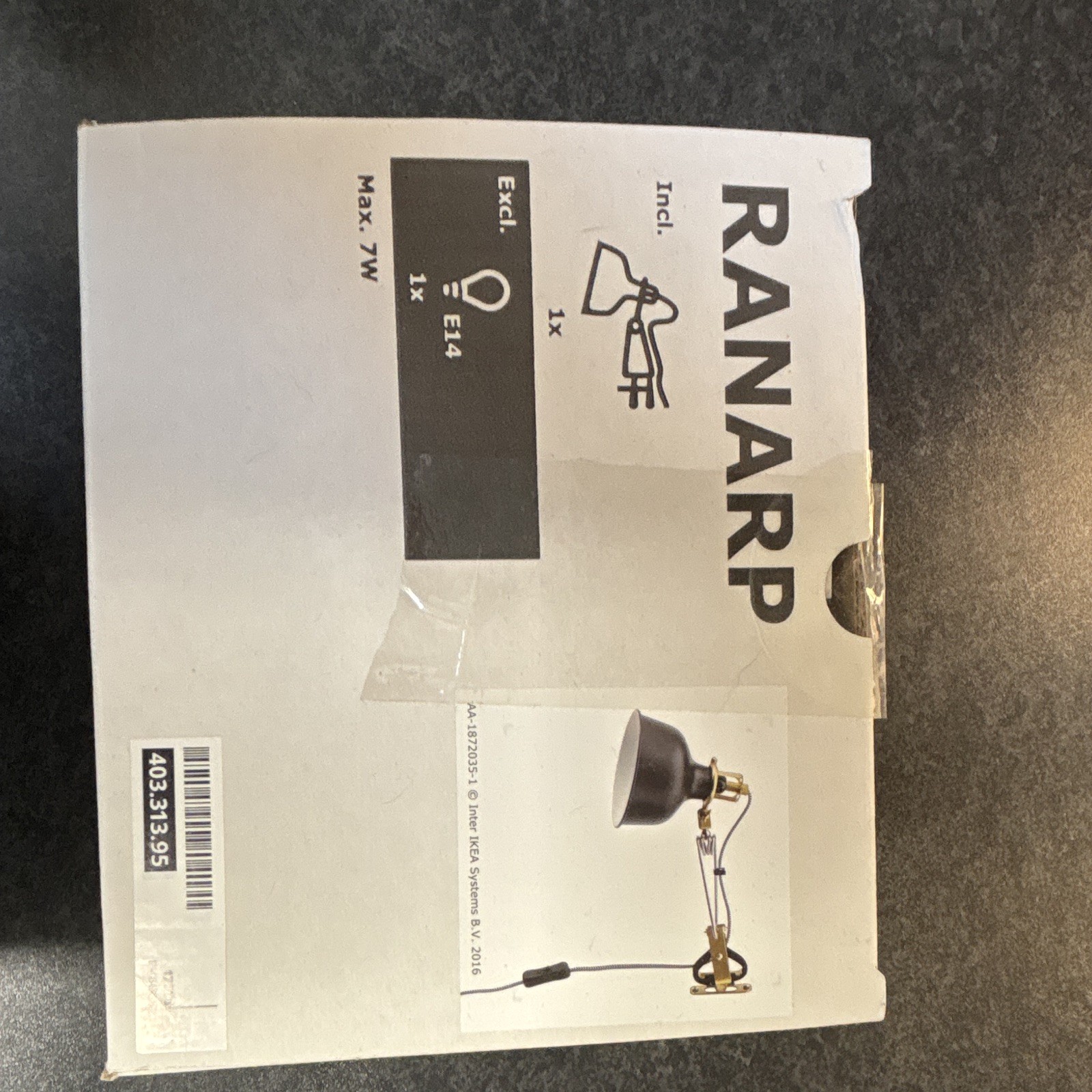 IKEA RANARP Adjustable Wall Lamp Black Plug-In Wall Mounted E14 Max 7W