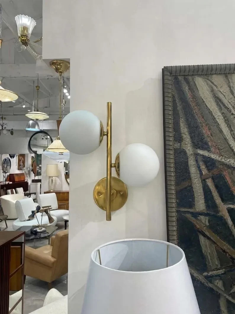 Handmade Italian Brass Wall Sconce Handmade Glass Globe Wall Lamps