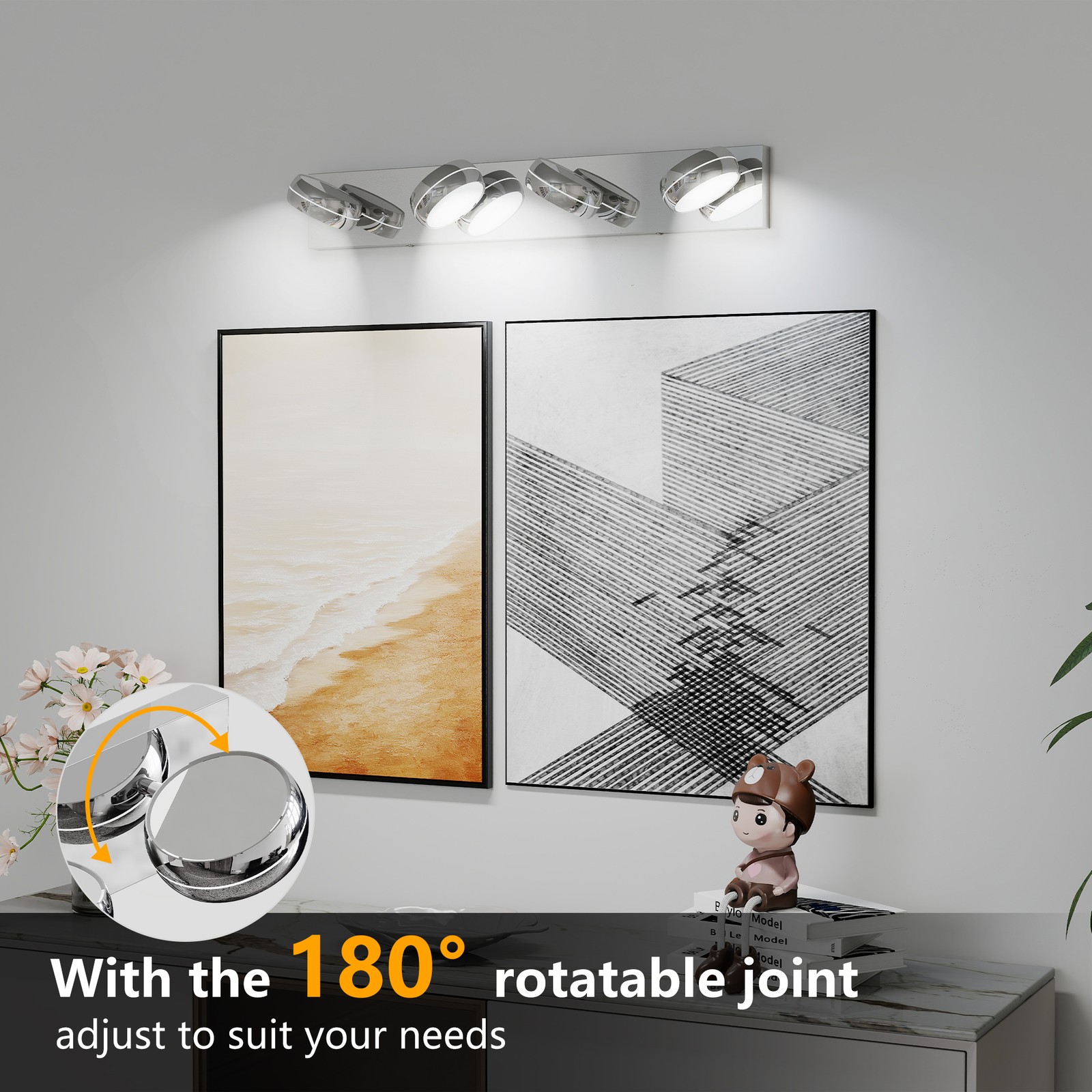 4 Lights 28″ LED Vanity Light Bathroom Mirror Wall Lamp Modern Chrome Sconce UL