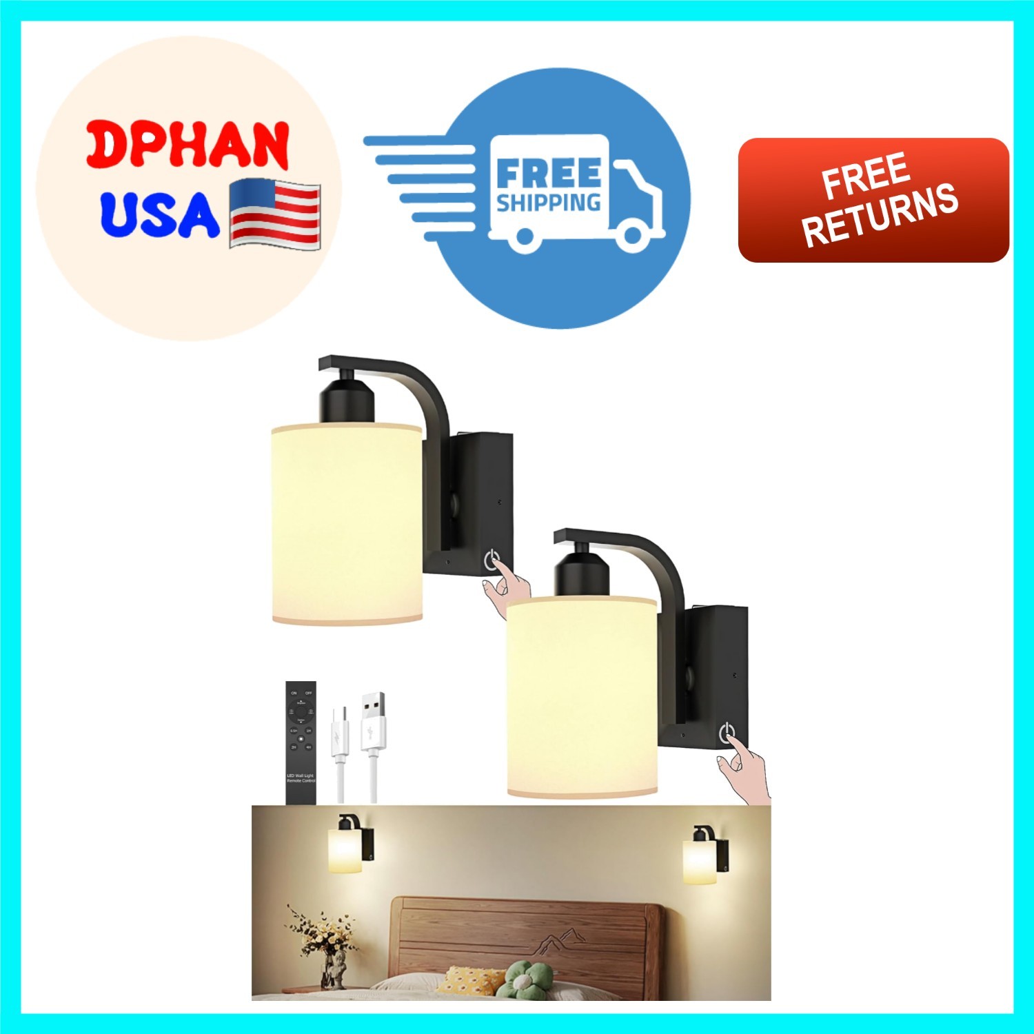 Rechargeable Wall Sconce Battery Set with Touch Control – Perfect for Home Decor