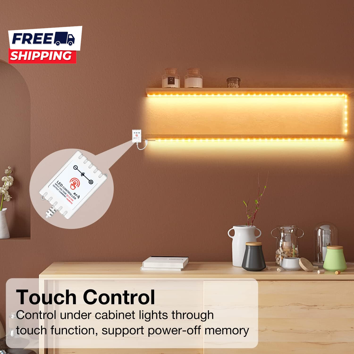 under Cabinet Lights, 6 PCS under Cabinet Lighting with Remote, Dimmable LED Str