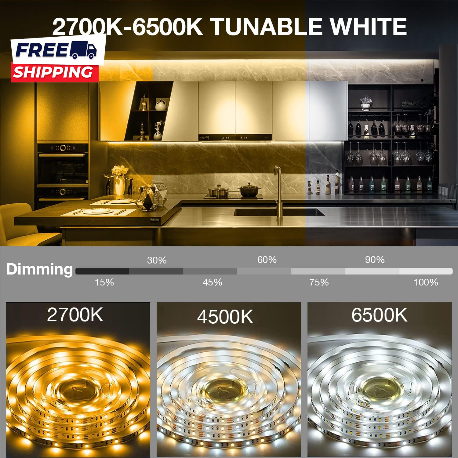 under Cabinet Lights, 6 PCS under Cabinet Lighting with Remote, Dimmable LED Str