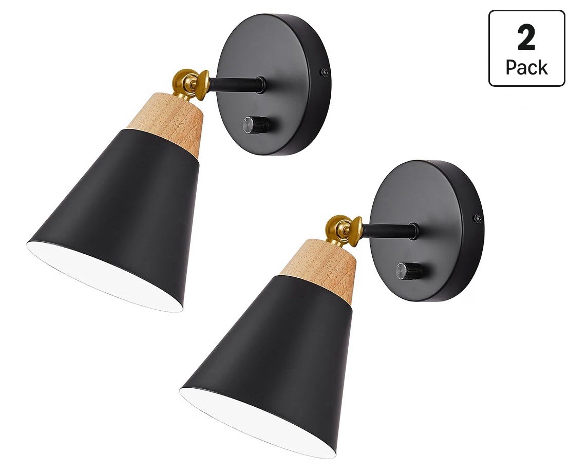 Wall Sconce Set of 2, Wall Sconce Lighting Fixture with Metal Shade, Rotary S…