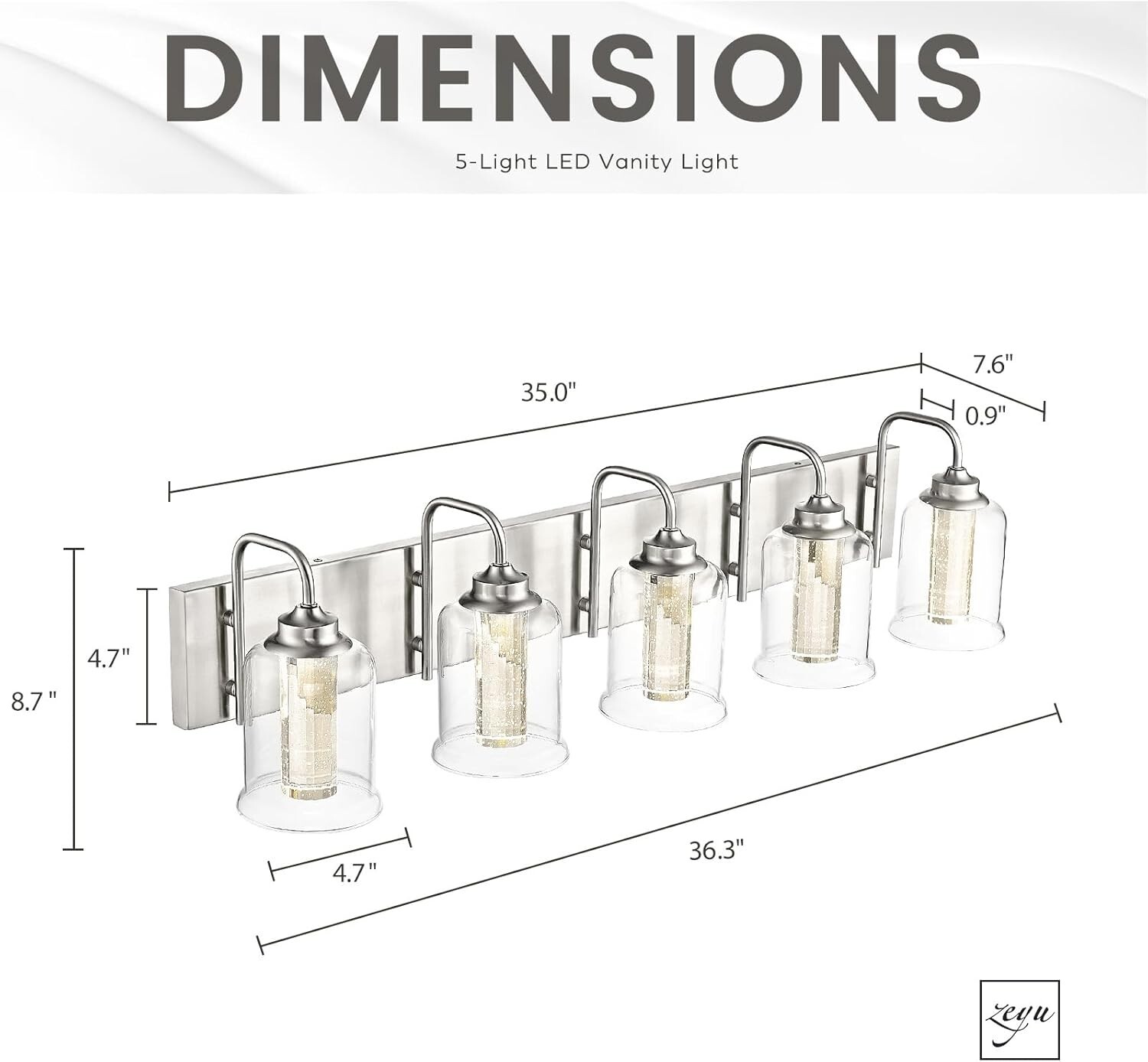 30W Dimmable Bathroom Lighting, 5 Light LED Bathroom Wall Lights with 5 Color…