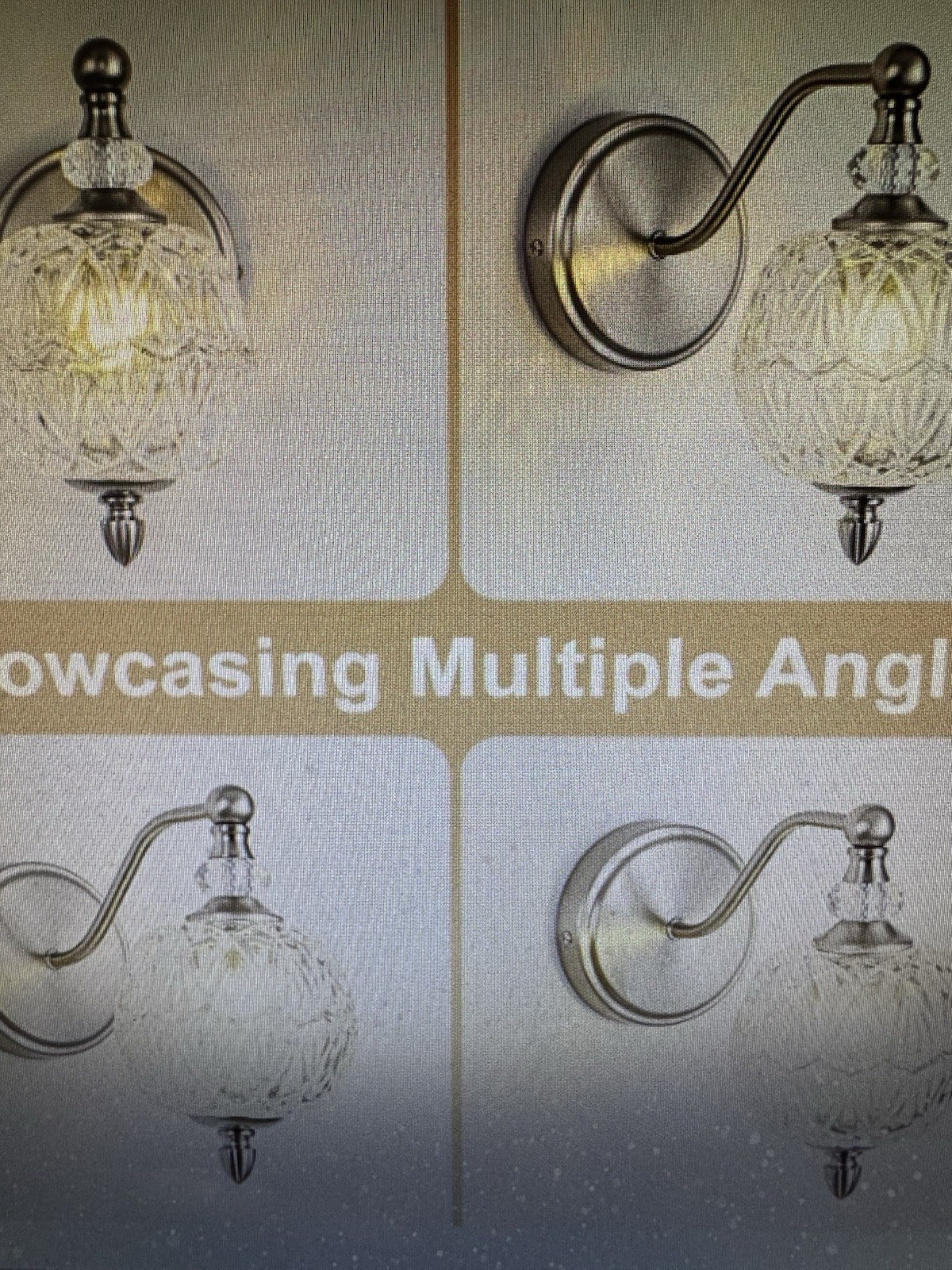 Vintage Brush Nickel Sconce with Crystal Shade for Bathroom & Living Room Locub