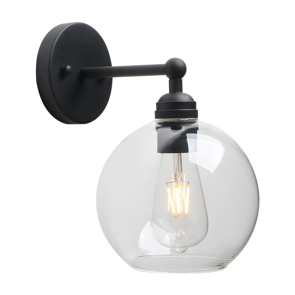 Brass Bathroom Wall Sconce, 1-Light Indoor Hardwired Wall Mounted Lights (Black)