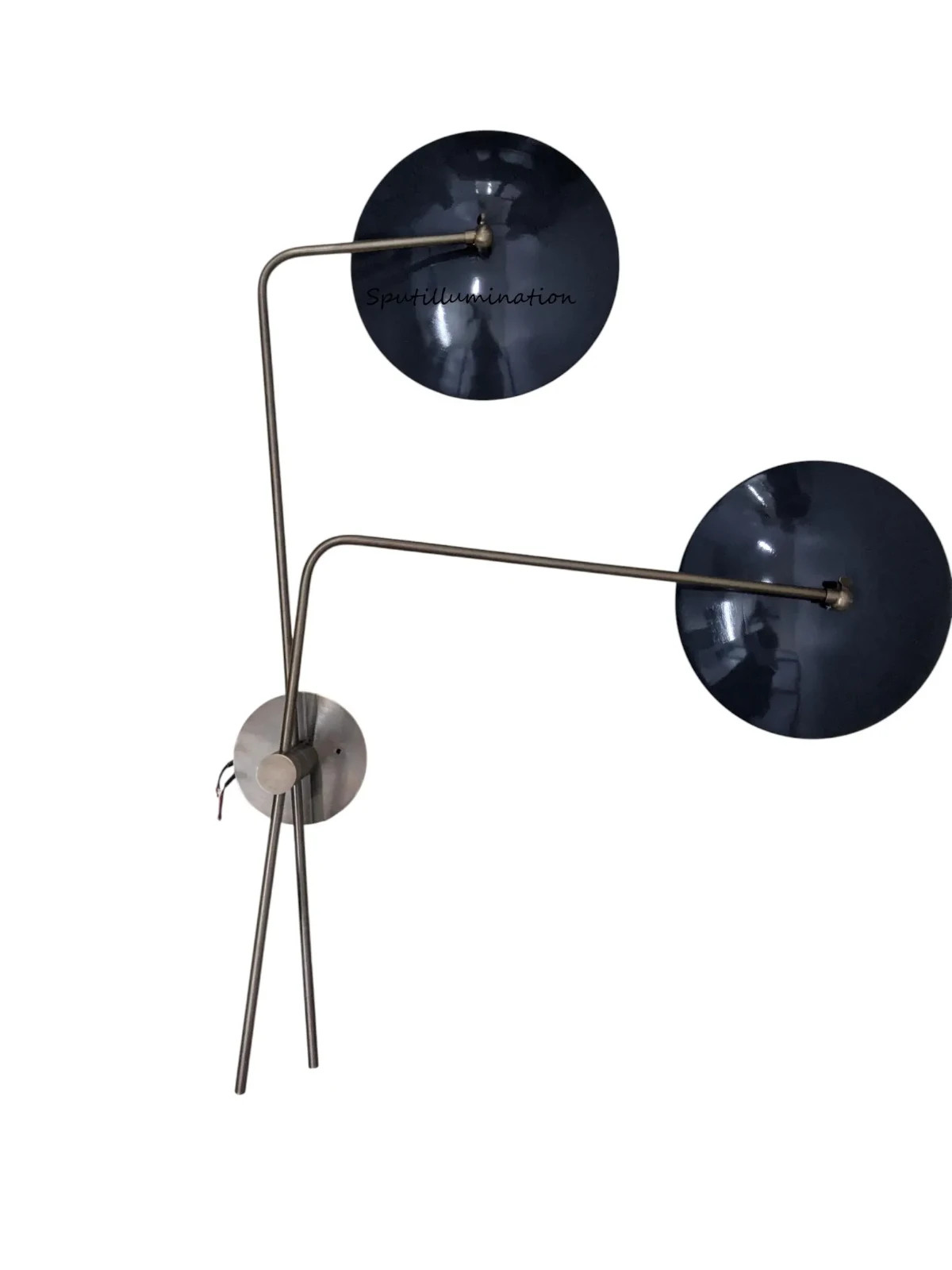 Handmade Modern Brass Wall Sconce | Enamel 2 Shade Adjustable Light