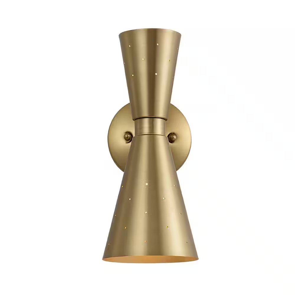 NIMBUS 2-Light 5.51 In. W Brass Cone Wall Sconce up and down Lighting with Barn