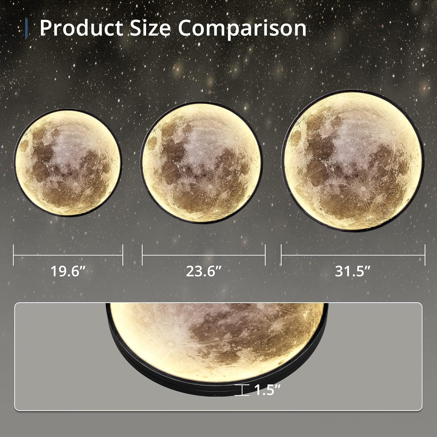 Dimmable Moon Wall Light 31.5 Inch Wall Lights with Remote Control Plug-In Moder