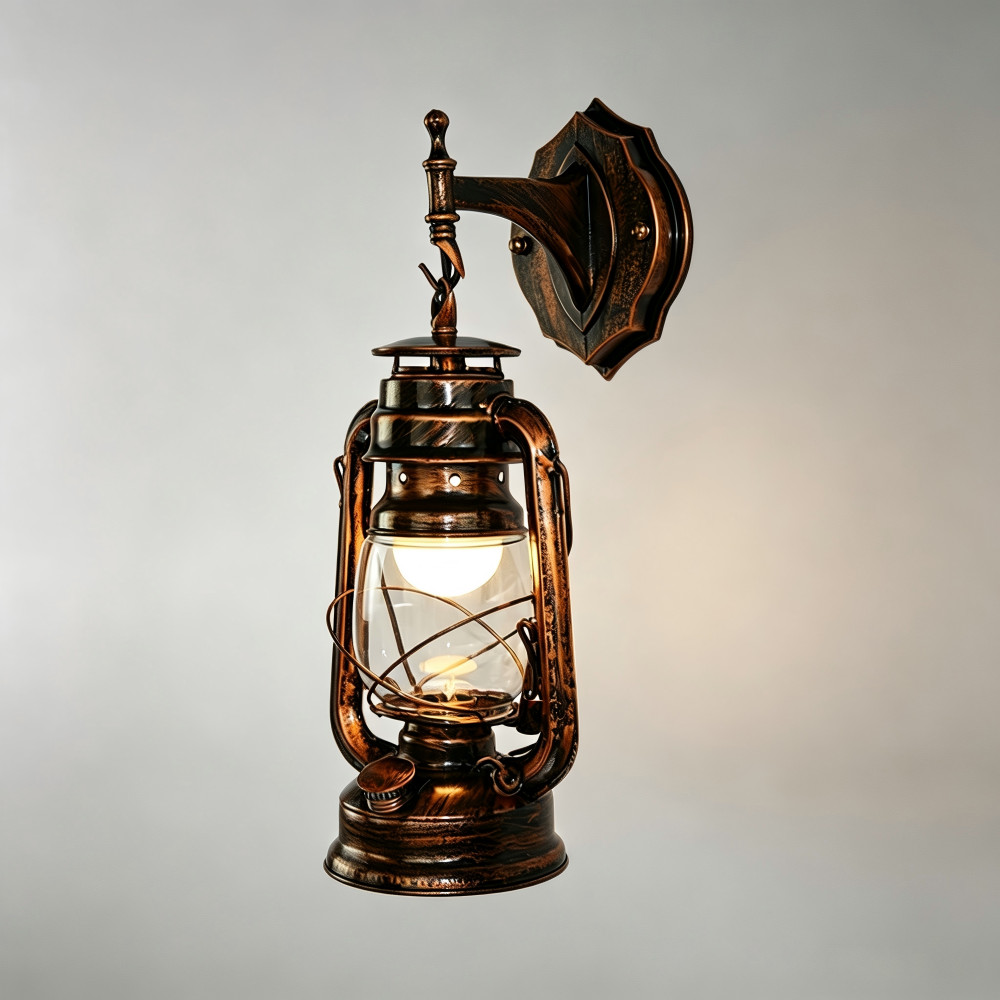 Nautical Antique Wall Lamp Clear Glass Lantern Sconce Corridor Rustic Wall Light