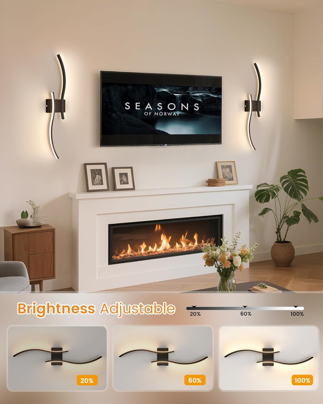 Battery Operated Wall Sconces Set of Two 27.6 Inch Dimmable Wireless Lights with