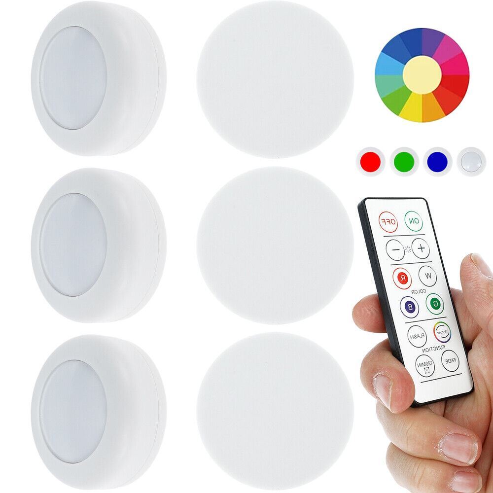 3PCS LED Puck Light Wireless Under Cabinet Lighting Kit Kitchen Counter Light US