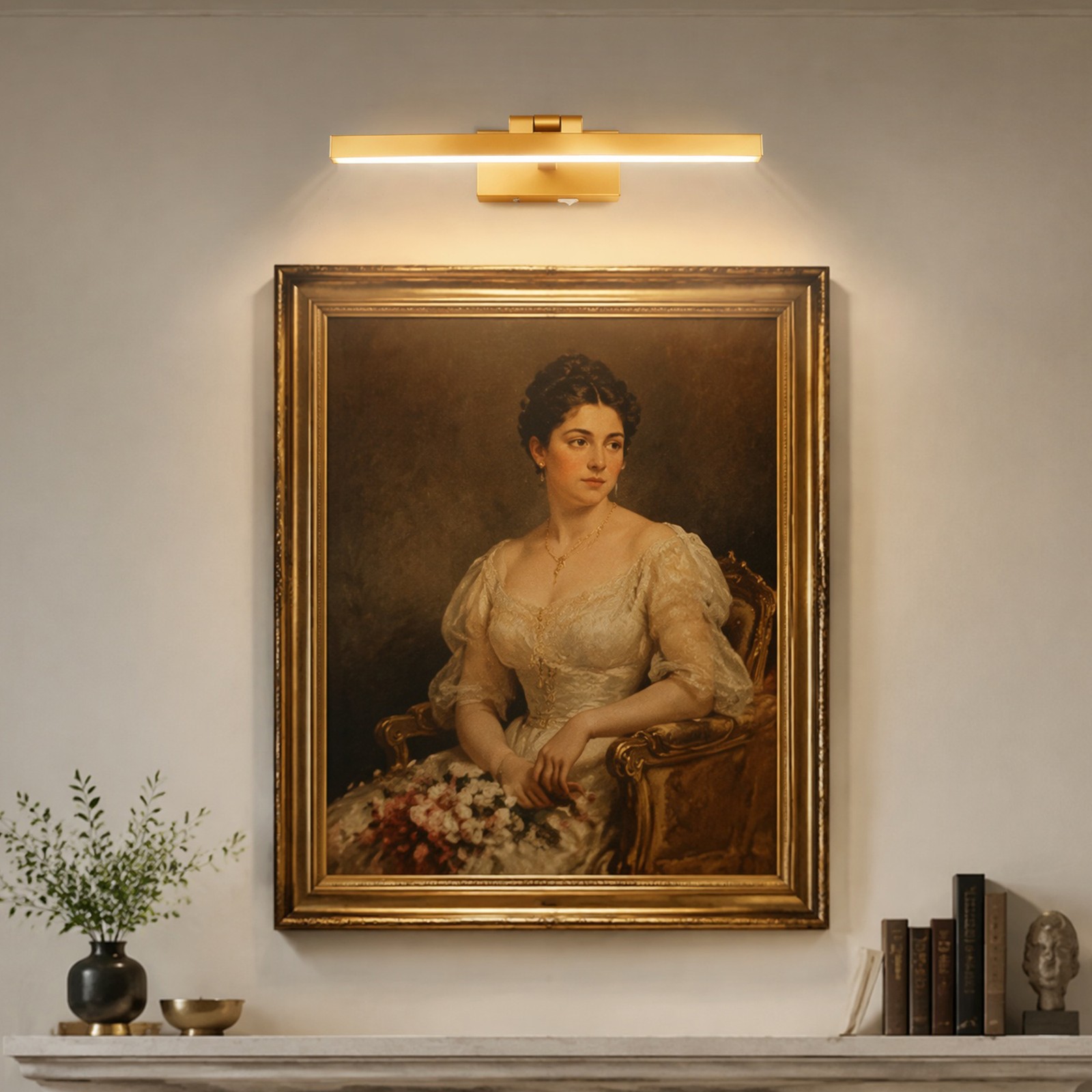 16″ Battery Operated LED Picture Light 3CCT Wall Lamp 5000ma with Remote Fixture