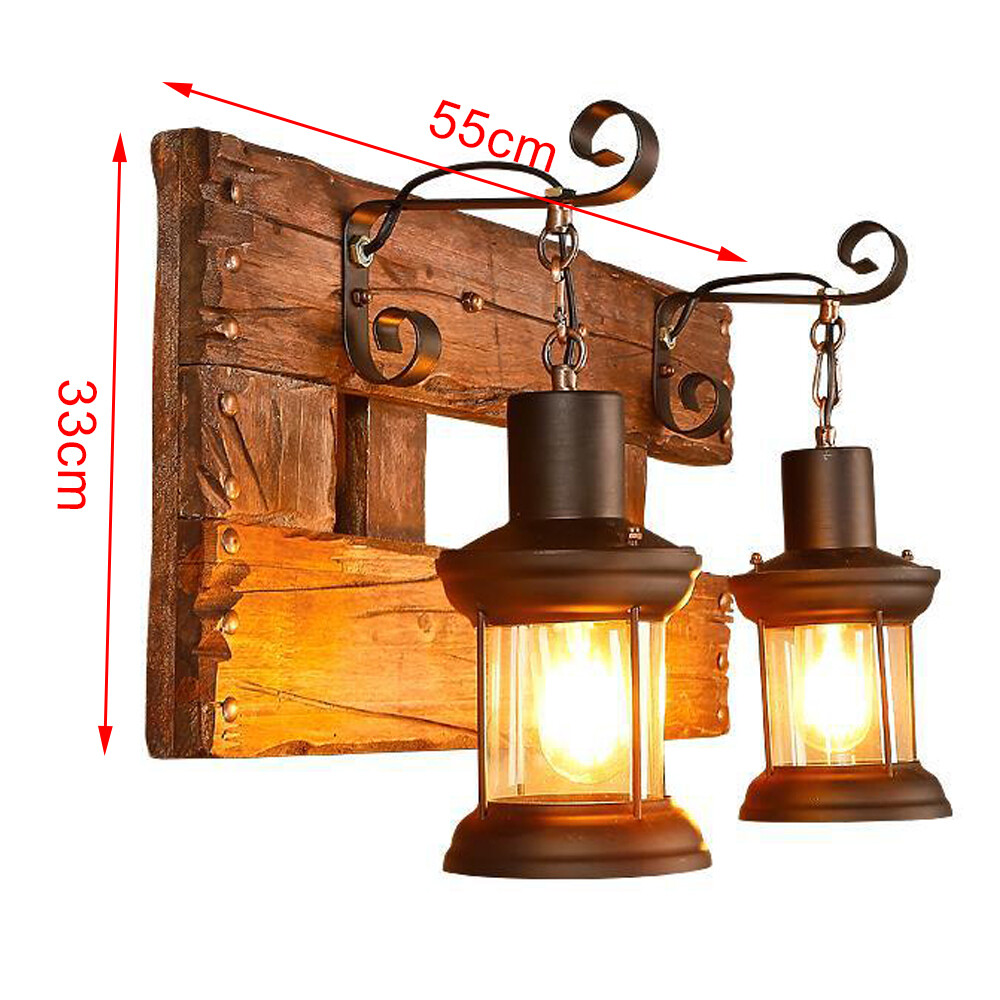Metal Glass Wall Lamp Rustic Lighting Fixture LED Glass Light Sconce Bathroom