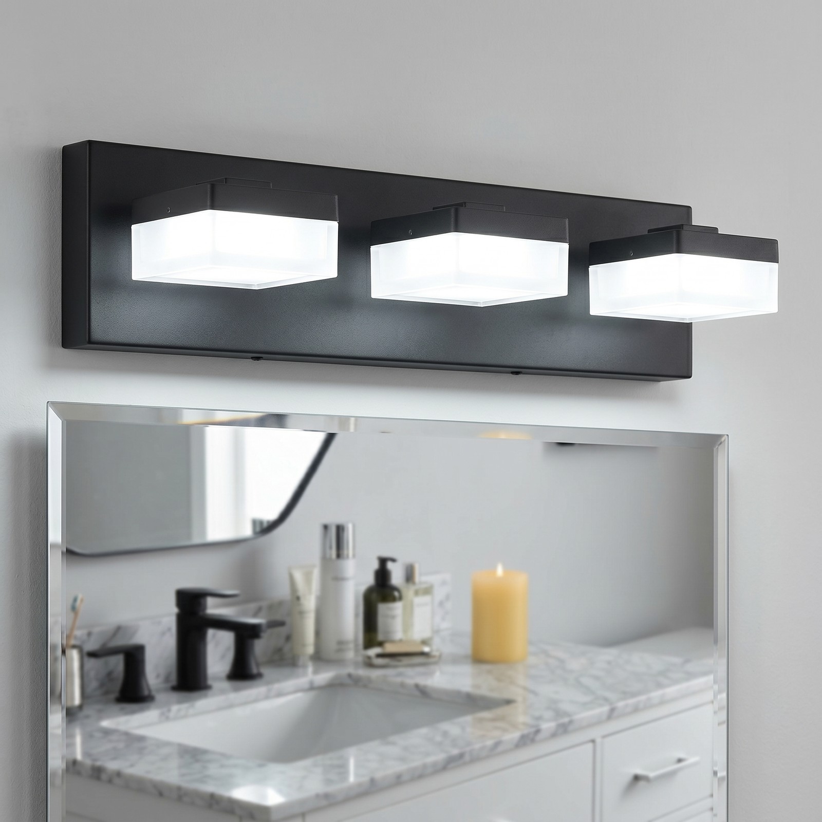 18» Vanity Light 3 Lights LED Bathroom Mirror Wall Sconce Matte Black Fixture