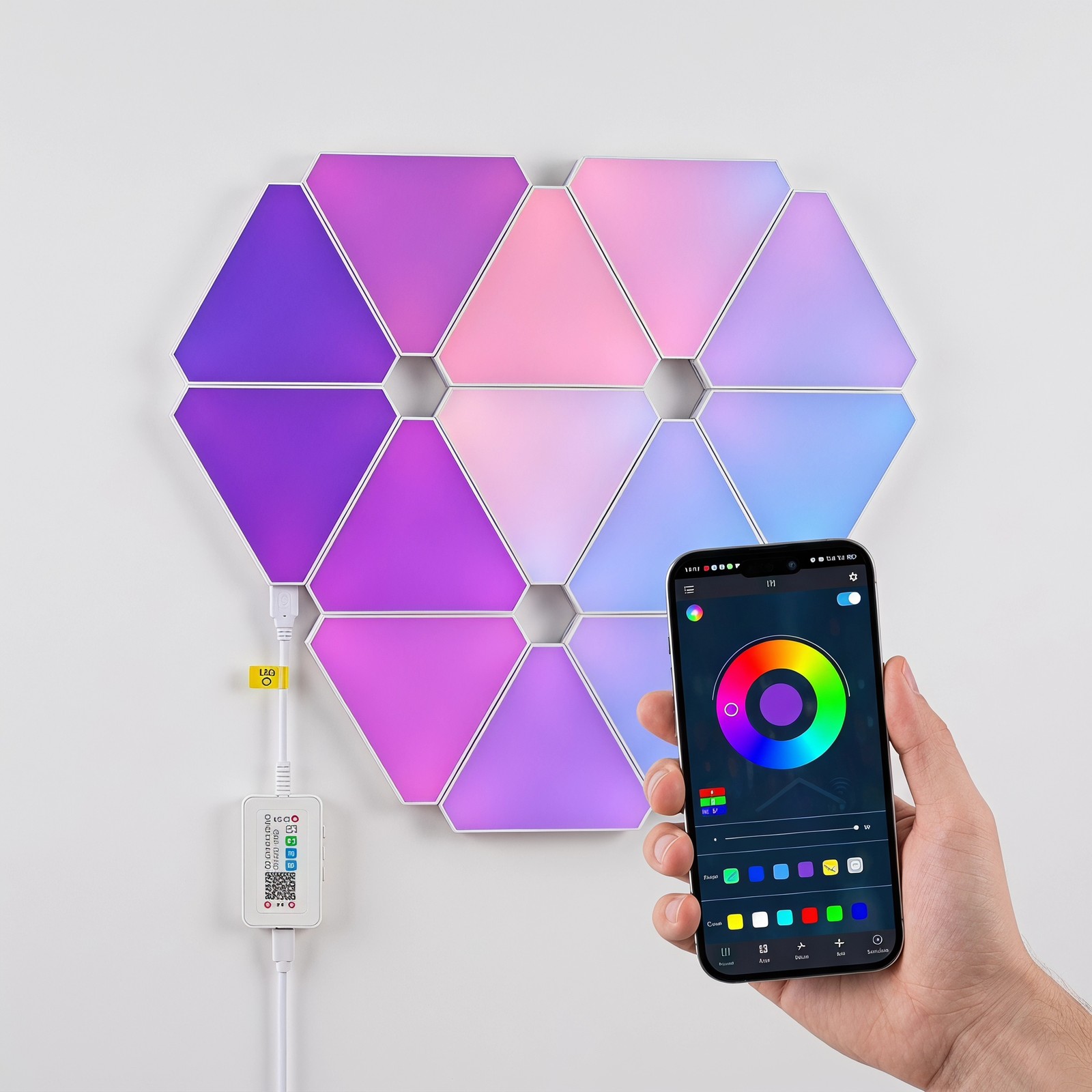 10 Pack Triangle LED RGB Light Panels Wall Decor Modular Music Sync App & Remote