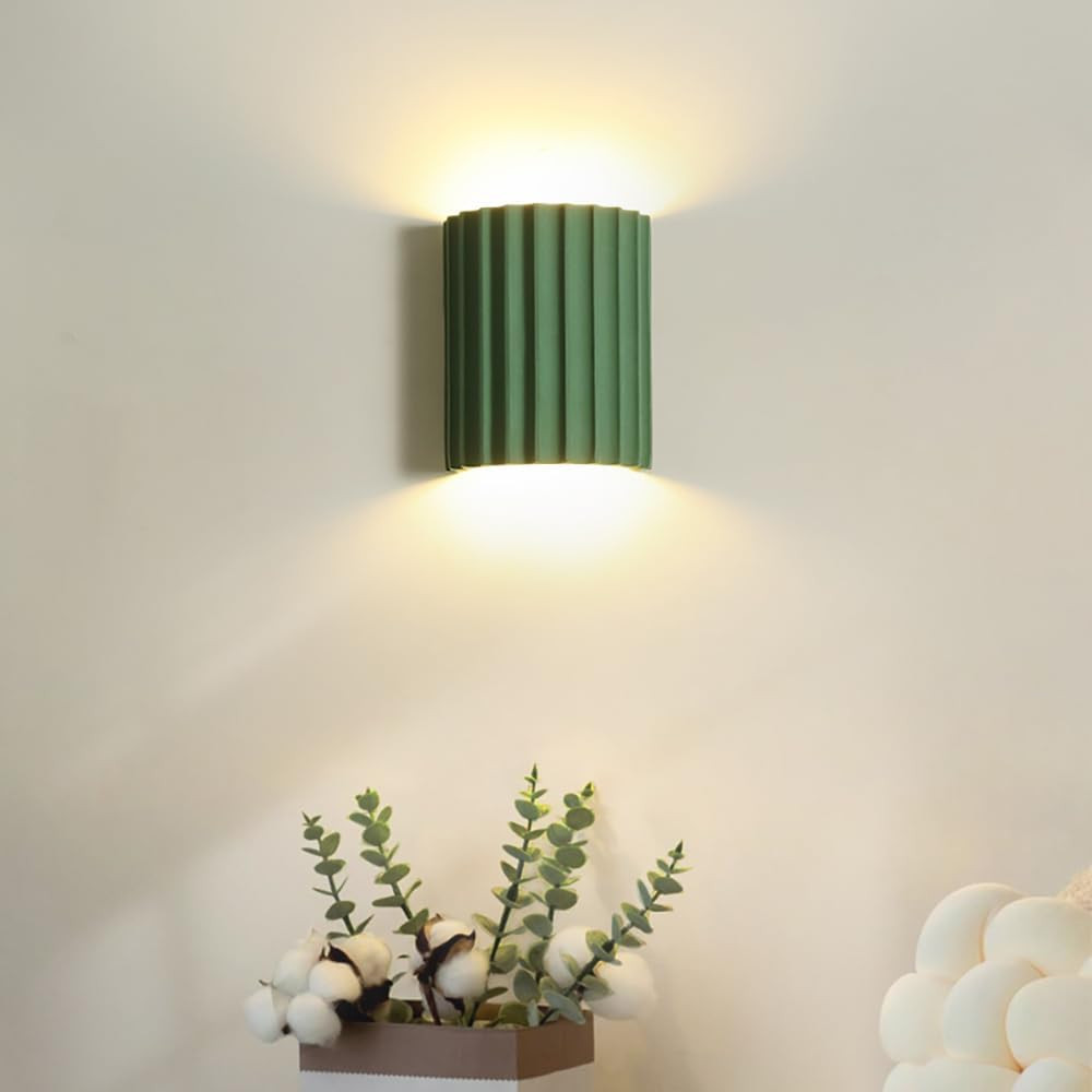 Stylish Green Cylinder Wall Sconce – Modern Up & Down Light for Hallway