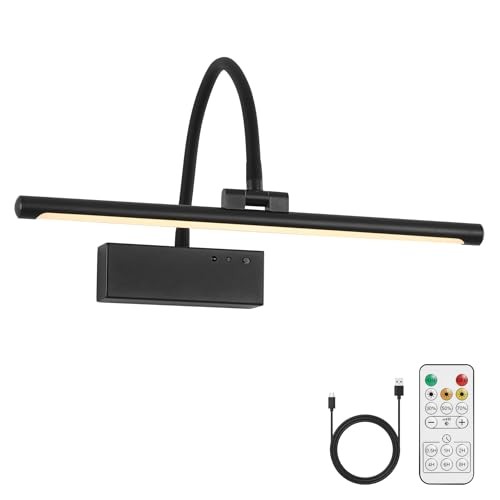 JOOSENLUX Wireless Picture Light – Battery Operated Black Wall Light with Remote