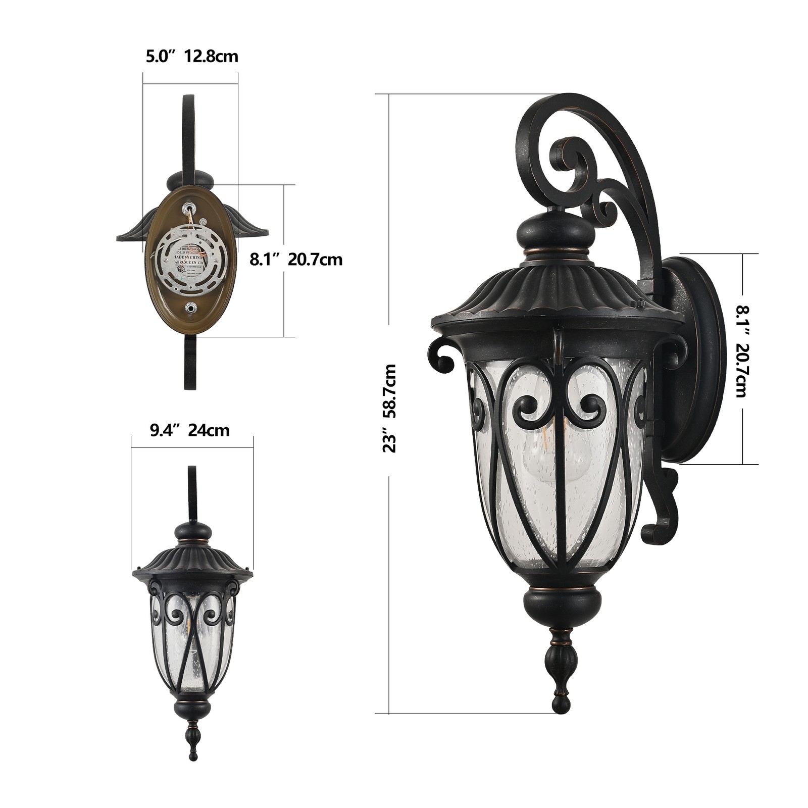 23» Vintage Wall Light Outdoor Antique Large Bronze IP65 Sconce Porch Fixture