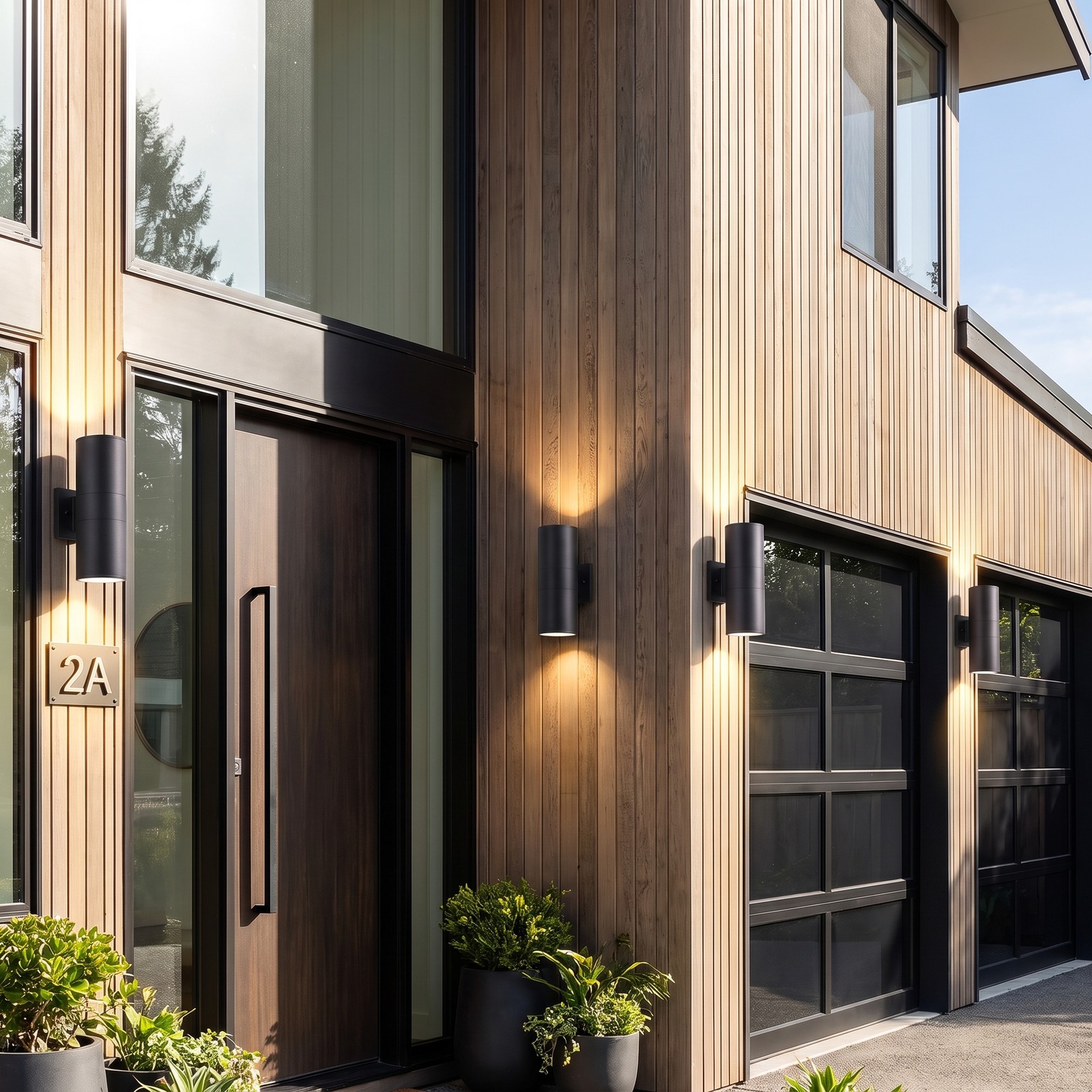4 Pack 12 inch Porch Modern Black Metal Outdoor Wall Light Sconce Mount Fixture