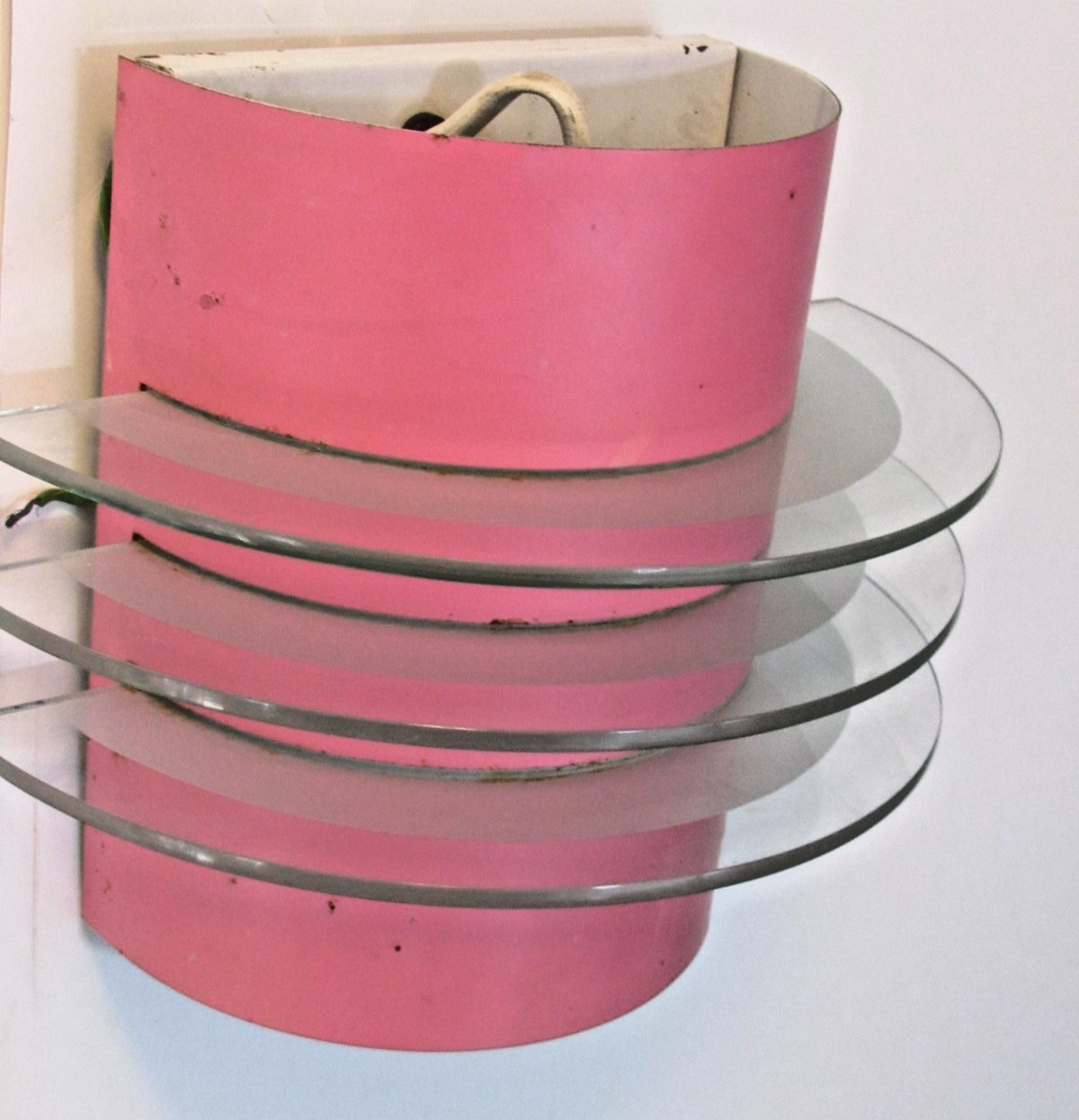 Vintage 90s Pink IKEA Drittel Style Glass Light Art Deco Wall Sconce Lamp