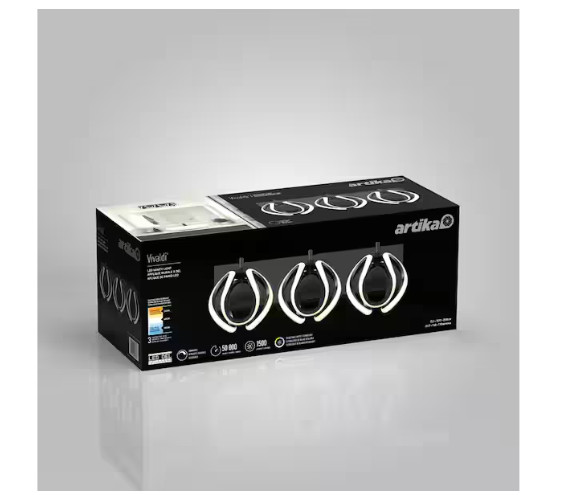 Artika Vivaldi 22 In. 1-Light Black Integrated LED Vanity Light Bar with 3 CCT