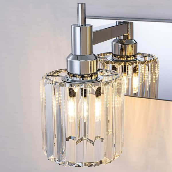 EDISLIVE Orillia 27.6 in. 4-Light Modern Chrome Vanity Light w/ Crystal Shade
