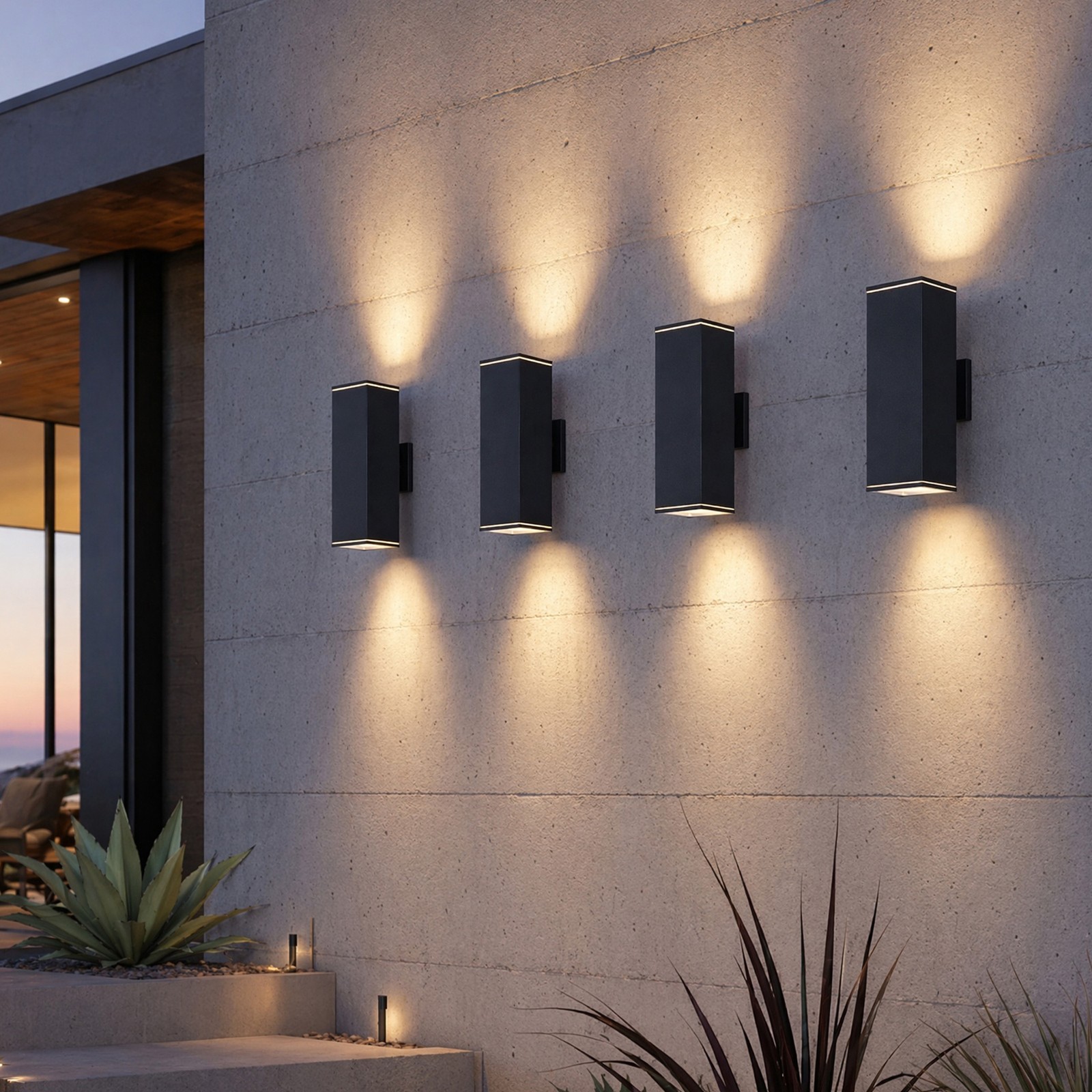 4 Pack 12″ Outdoor Porch Wall Lamp Up Down Light Exterior Modern Sconce Fixture