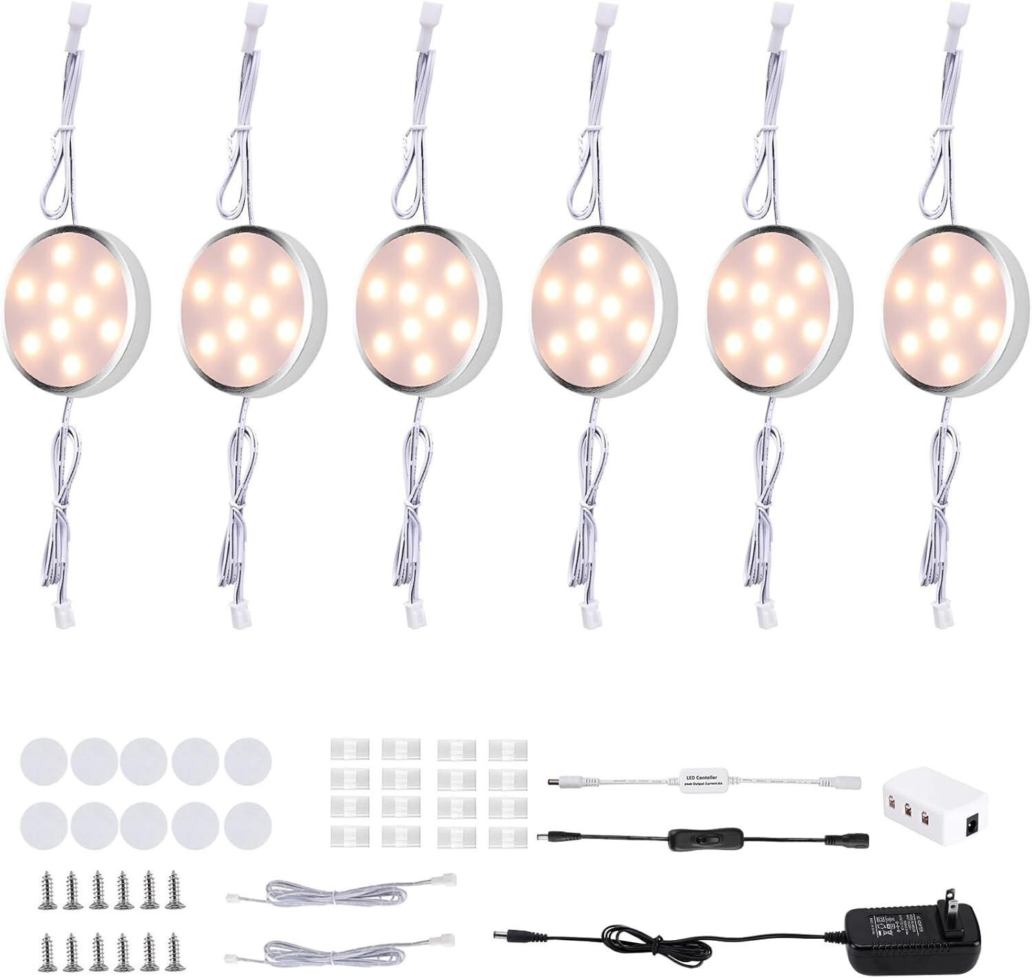 Puck Lights Under Cabinet Lighting,12V LED Dimmable Kitchen Counter Lights Wired