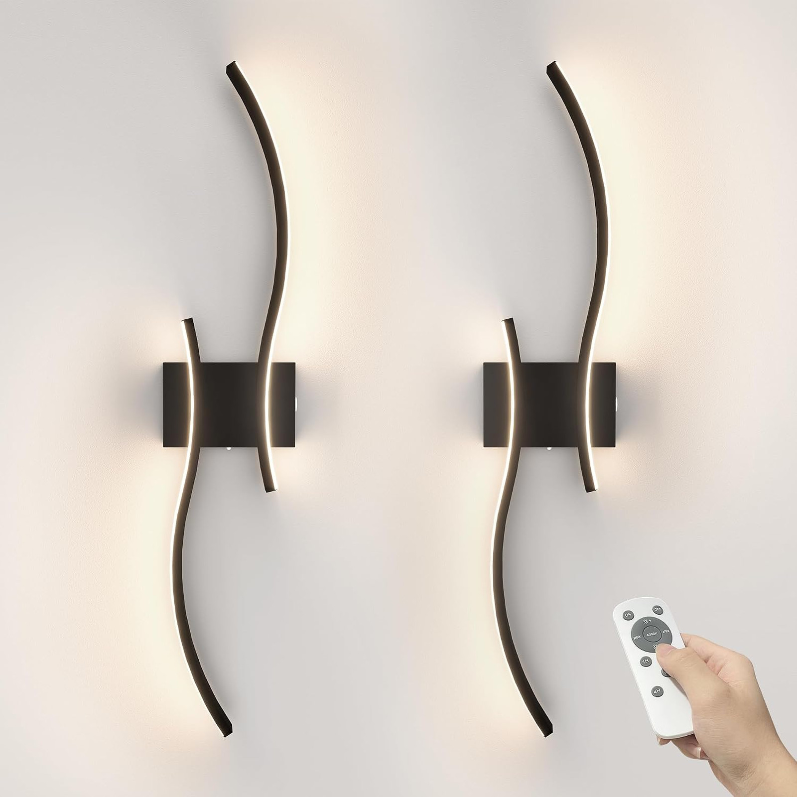 Battery Operated Wall Sconces Set of Two 27.6 Inch Dimmable Wireless Lights with