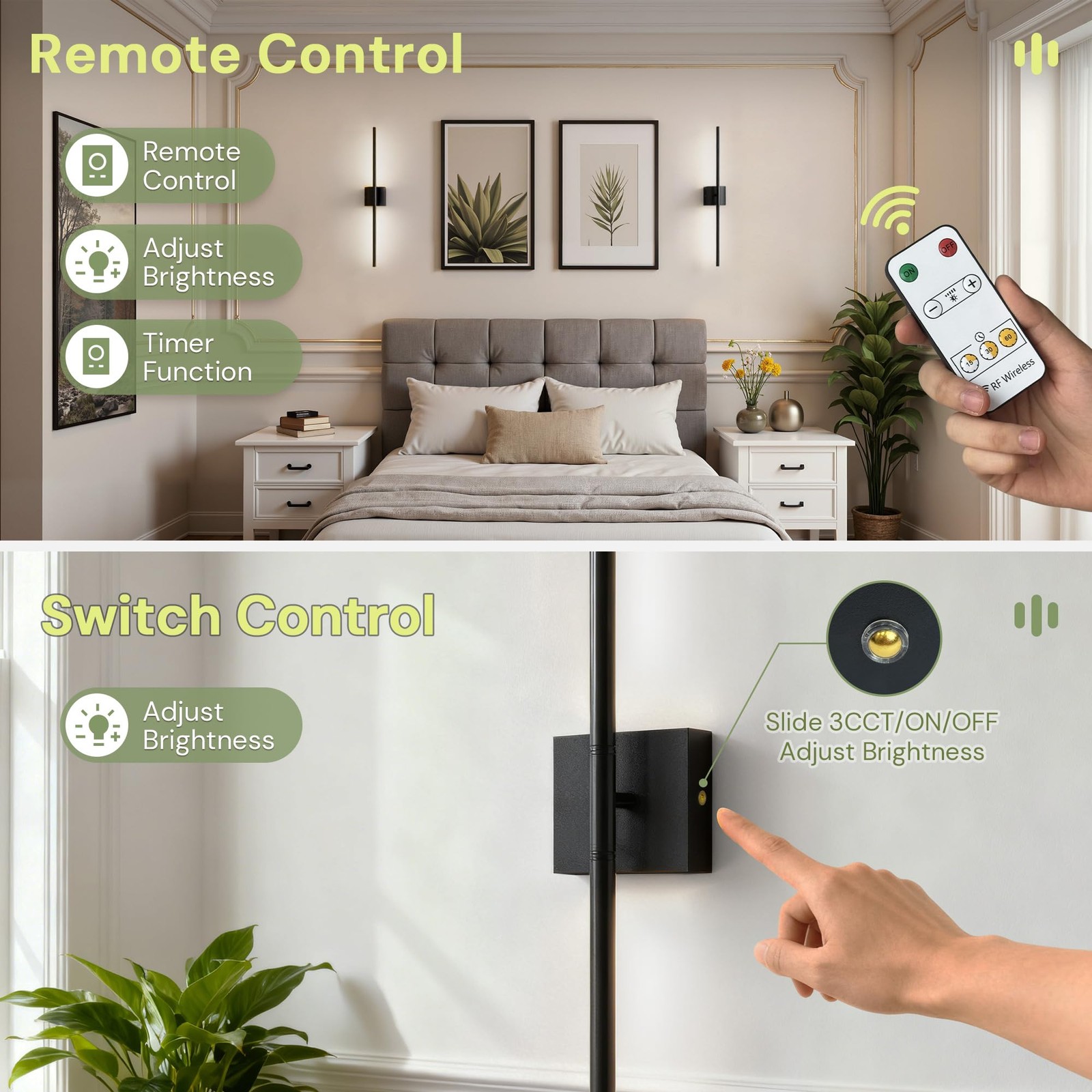 L LOHAS LED Battery Operated Walet of 2,Wall Decor for Bedroom, Living Room