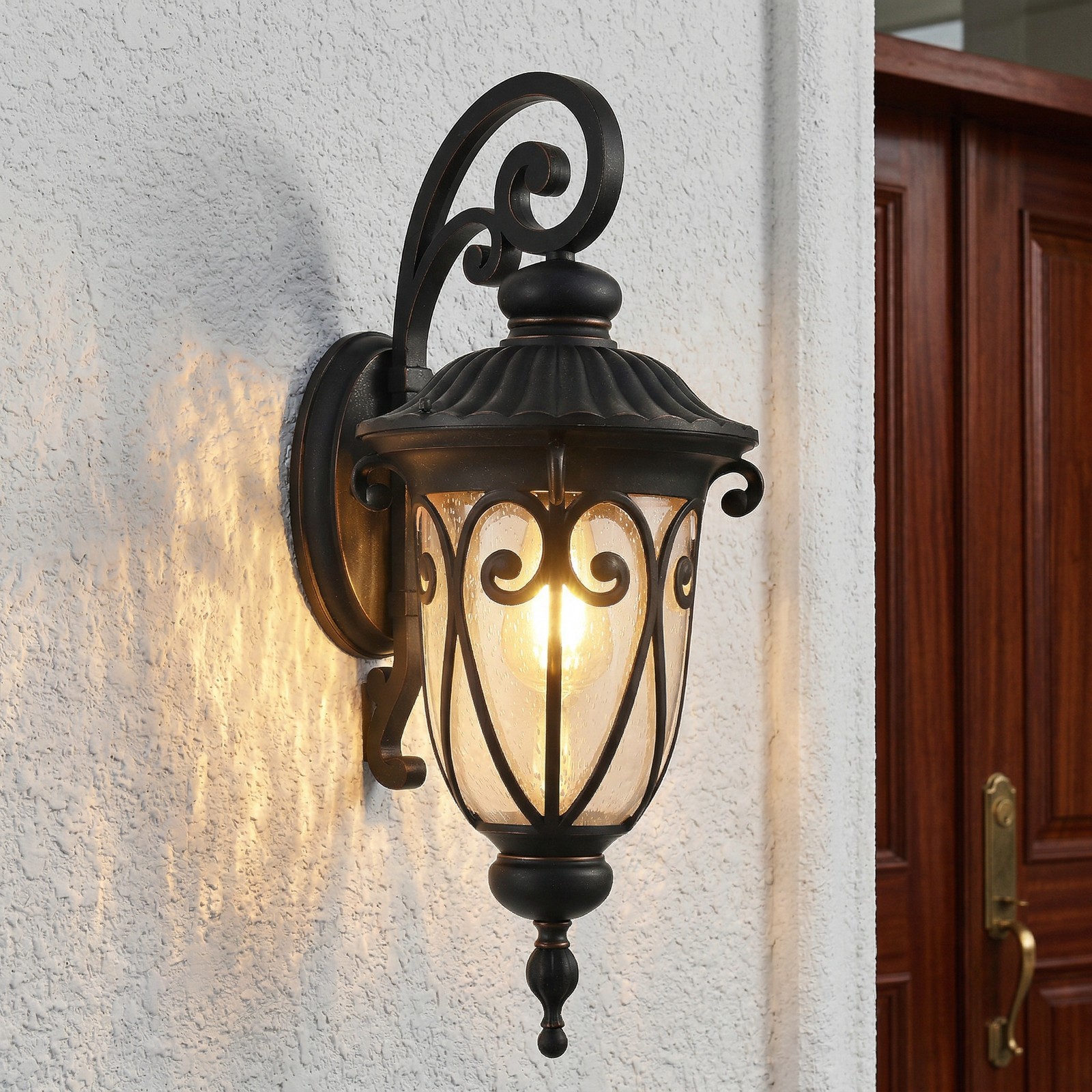 23″ Antique Bronze Outdoor Porch Wall Light Bubble Glass Vintage Sconce Fixture